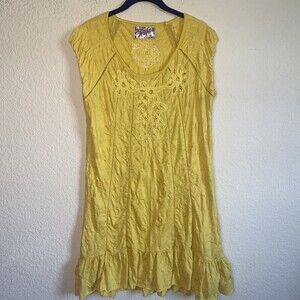 Zara Trafaluc dress yellow floral crochet lagen cottage M coquette boho